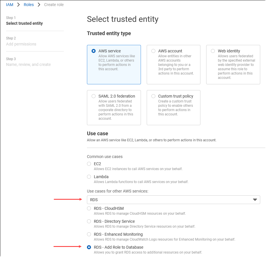 Erstellung der Rolle für Aurora Postgre für SQL die Zusammenarbeit mit Amazon Comprehend.