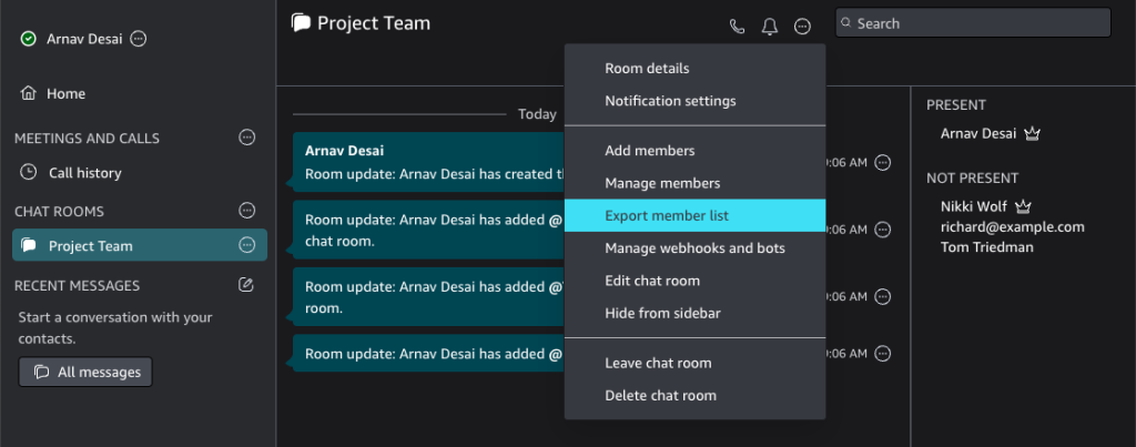 Beispieldateiname: Amazon_Chime_Arnav Desai_Project_Team_room_member_list.csv