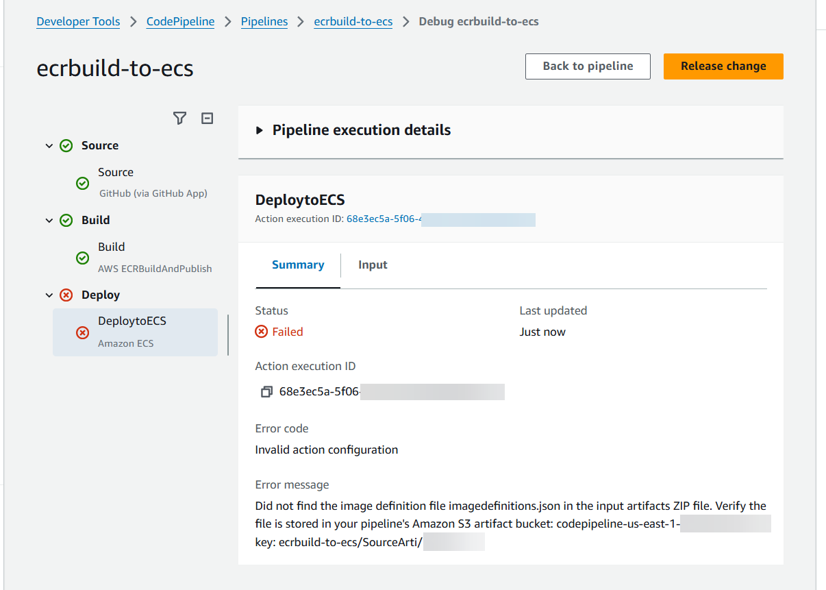 Zeigen Sie Protokolle für die Amazon ECR-Build-Aktion in Ihrer Pipeline an.