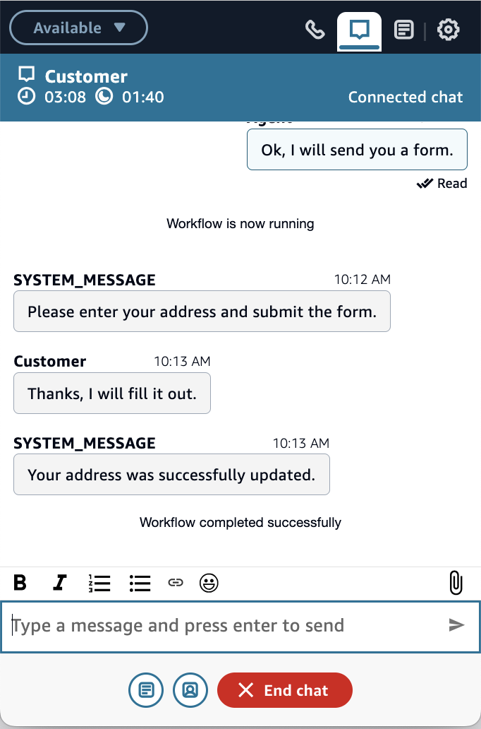 Workflow-Ereignisse für den Agenten