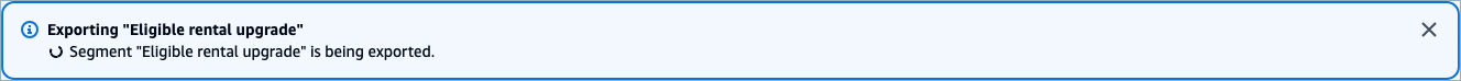 Eine Meldung, dass das Segment exportiert wird.