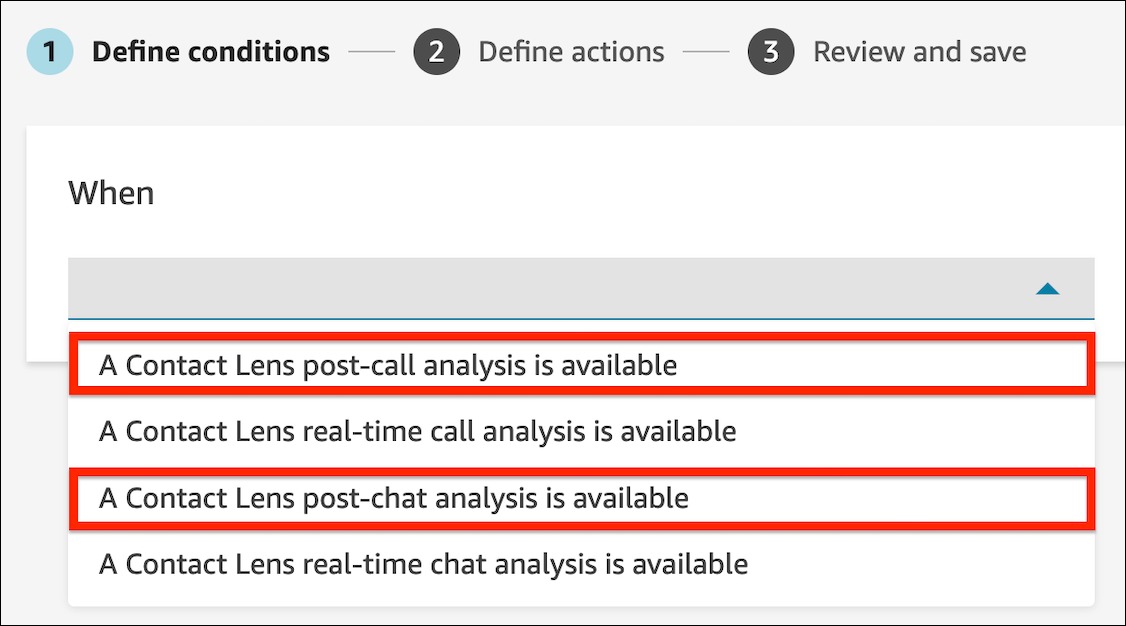 Die Optionen für die Analyse nach dem Anruf und die Analyse nach dem Chat.