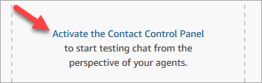 Wählen Sie auf der Seite Test-Chat die Option Contact Control Panel aktivieren.