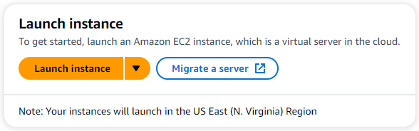 Der Abschnitt Launch Instance auf der Amazon EC2 EC2-Konsole.