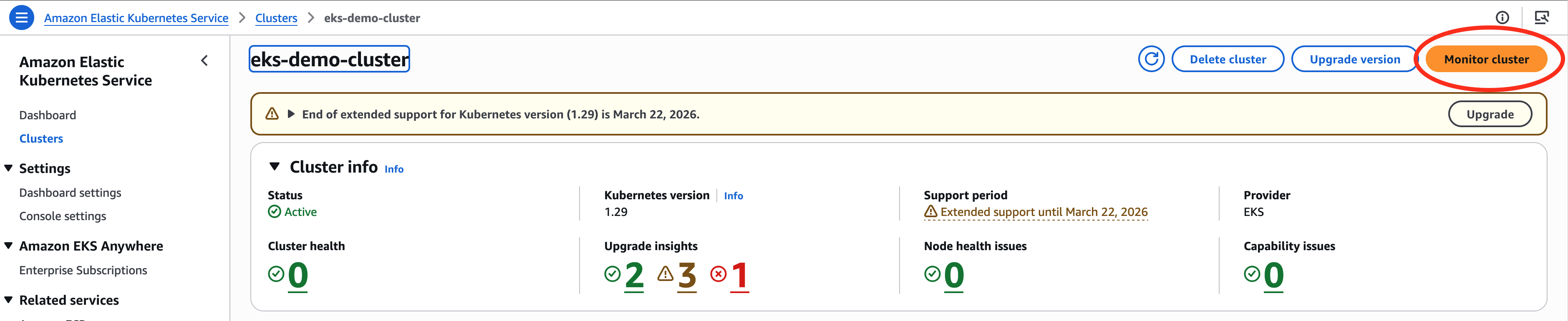 Überwachen Sie den EKS-Cluster
