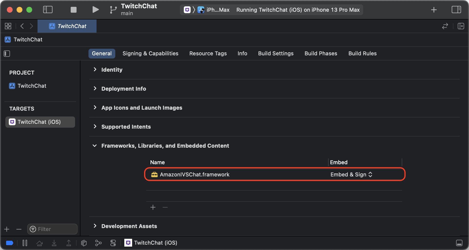 Der Abschnitt Rahmenbedingungen, Bibliotheken und eingebettete Inhalte auf der Registerkarte Allgemein für Ihr Anwendungsziel.