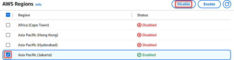 Zeigt an, wie eine Opt-in-Region deaktiviert wird.