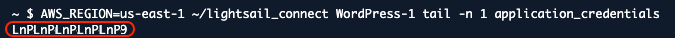 WordPress Admin-Passwort in Lightsail anzeigen.