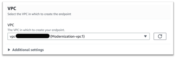 VPC mit der ausgewählten VPC für die Instance.