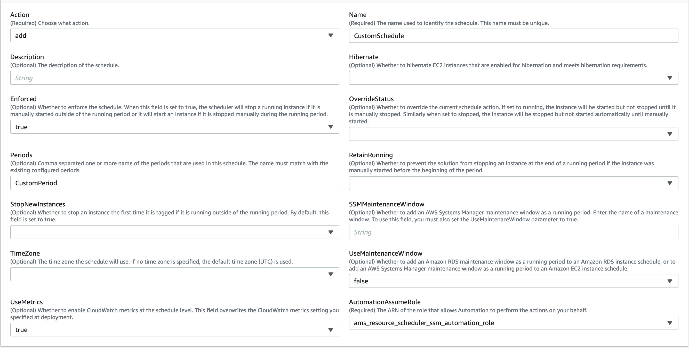 Beschleunigen Sie die Konfiguration der Zeitplaneinstellungen für Resource Scheduler.