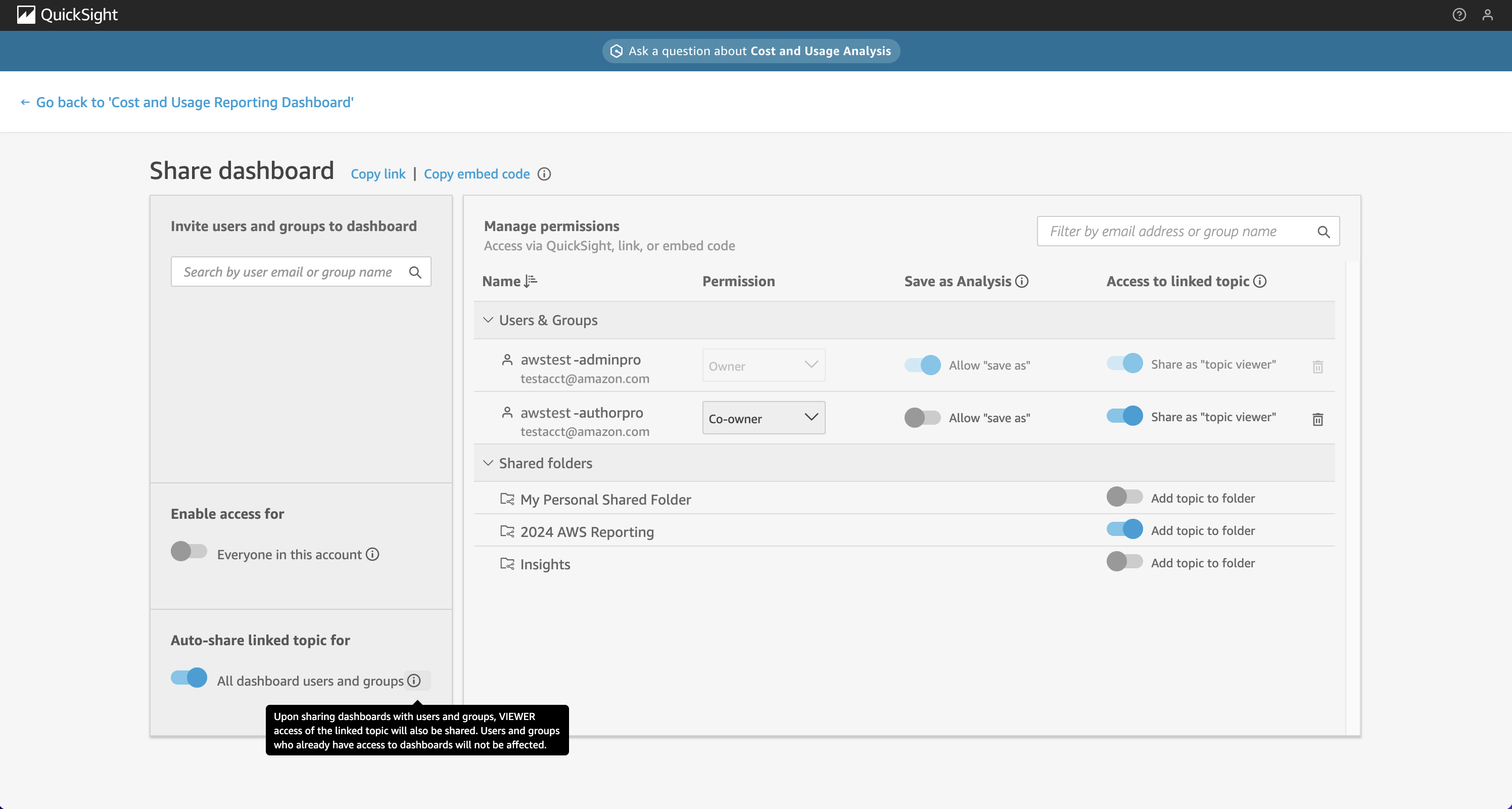 Die Option „Zusammenfassung zulassen“ im Modal „Dashboard veröffentlichen“.
