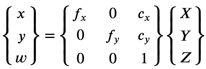 Die kamerainterne Kalibrierungsmatrix.