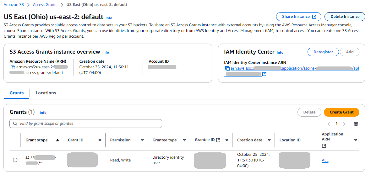 Bildschirm mit der neuen Zugriffsgewährung in einer Listenansicht.