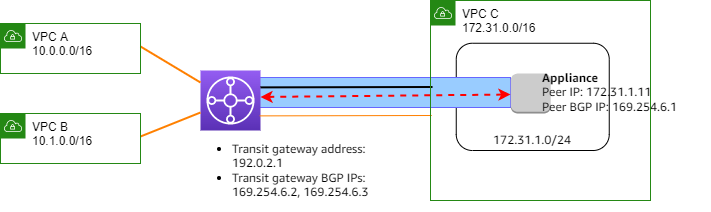 Transit-Gateway Connect-Anfügung und Connect-Peer