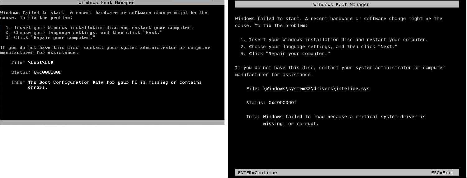 Pantalla de Administración de arranque de Windows.