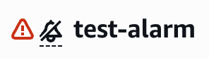 Icono de silenciar con el símbolo de alarma etiquetado como test-alarm.