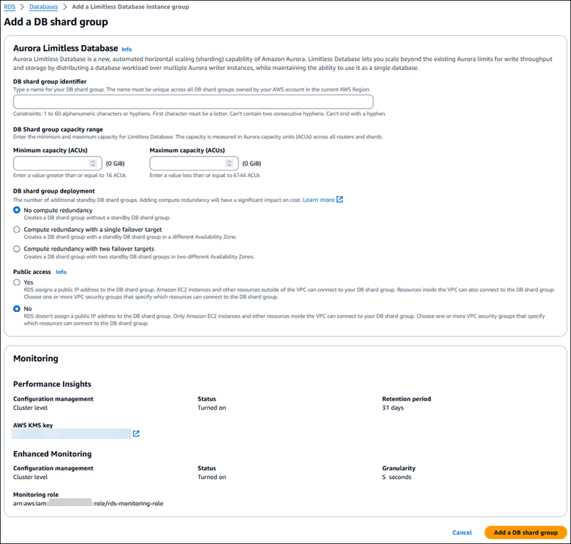 Añada un grupo de particiones de base de datos.