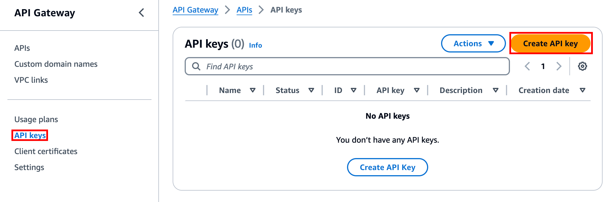 Crear claves de API para planes de uso