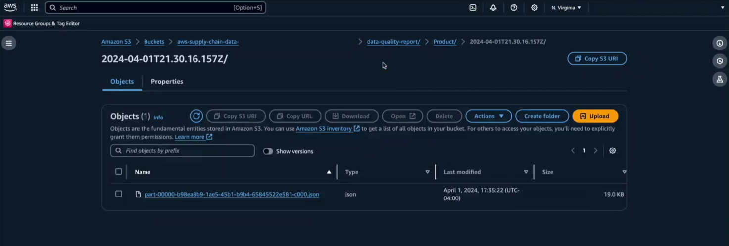 Archivo json del informe de calidad de los datos.