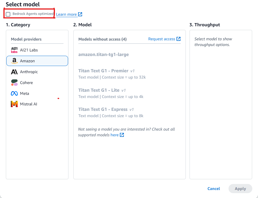 Vea todos los modelos de bases compatibles con Amazon Bedrock Agents.