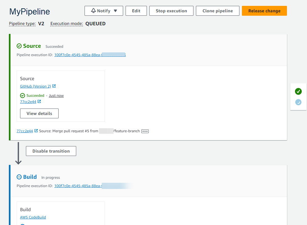 Un ejemplo de proceso de lanzamiento que utiliza CodePipeline.