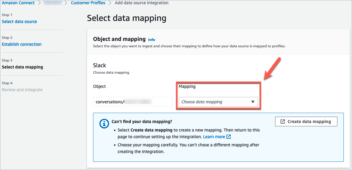 Seleccione la página de asignación de datos, en el cuadro desplegable de asignaciones.