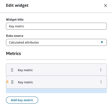 Otro ejemplo de edición de widgets de métricas clave personalizados.