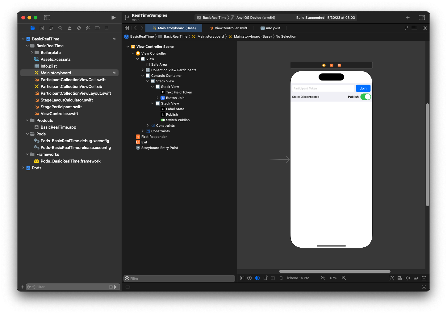 Use Main.storyboard para crear una vista de iOS.