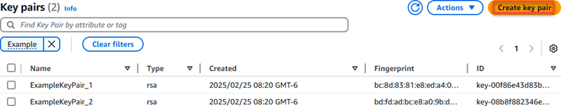 Pares de claves en la EC2 consola de Amazon.