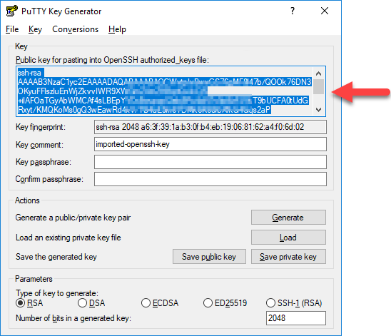 Generador de claves PuTTY.