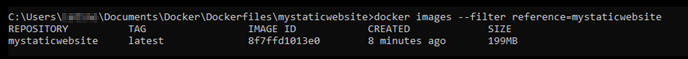 Resultado del comando de imágenes de Docker