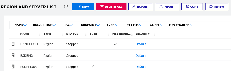 BankDemo Se ha agregado la lista de regiones y servidores.