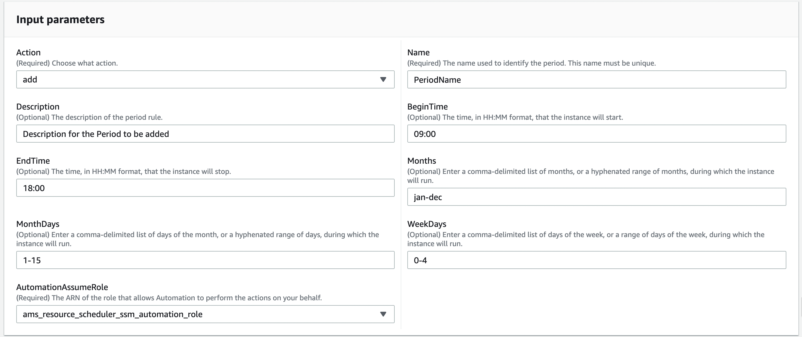 Acelere la configuración del período para Resource Scheduler.