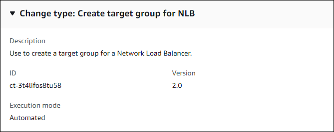Cambio type details for creating a target group for Network Load Balancer.