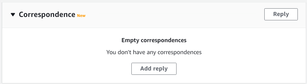 Sección de correspondencia vacía.