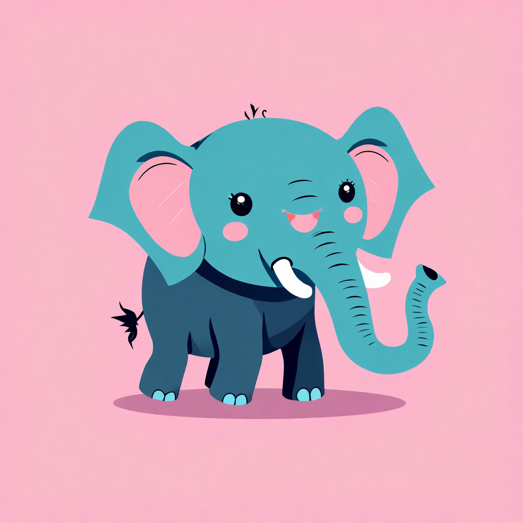 La imagen muestra un elefante en el estilo de ilustración vectorial plana.