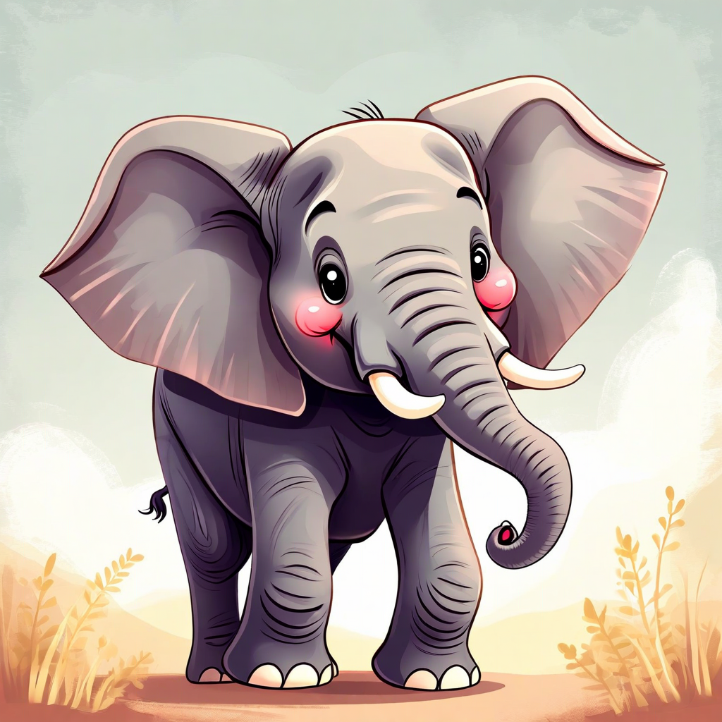 La imagen muestra un elefante en el estilo de pintura digital suave.