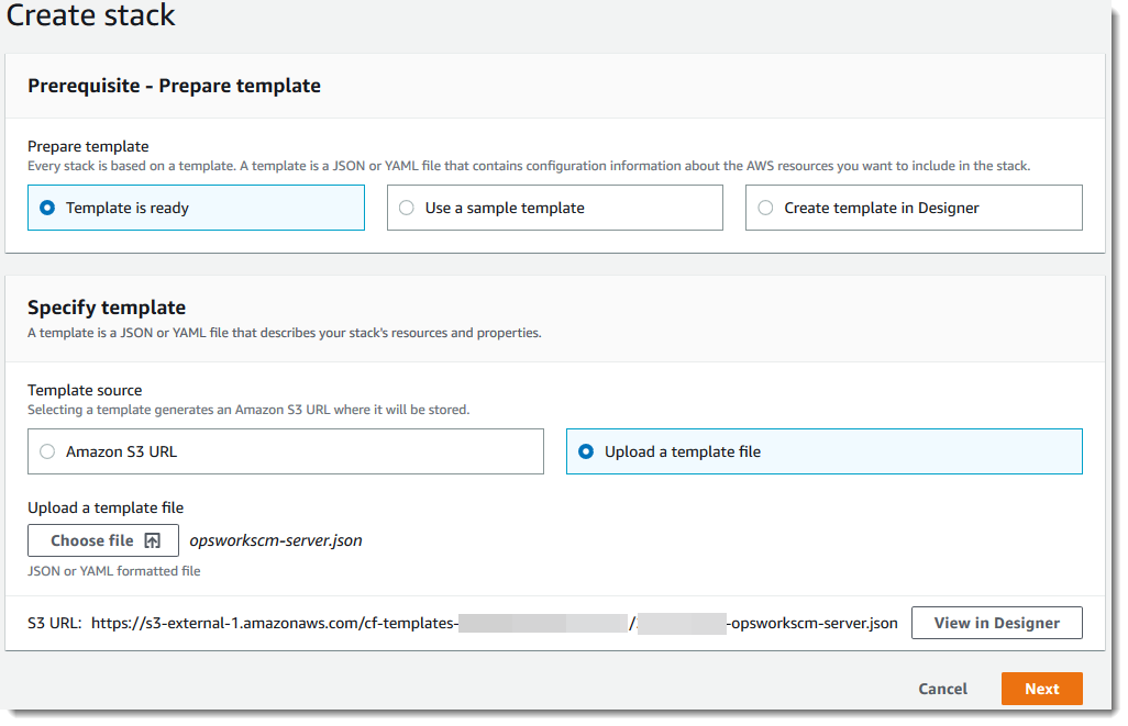 CloudFormation Crea una página de pila
