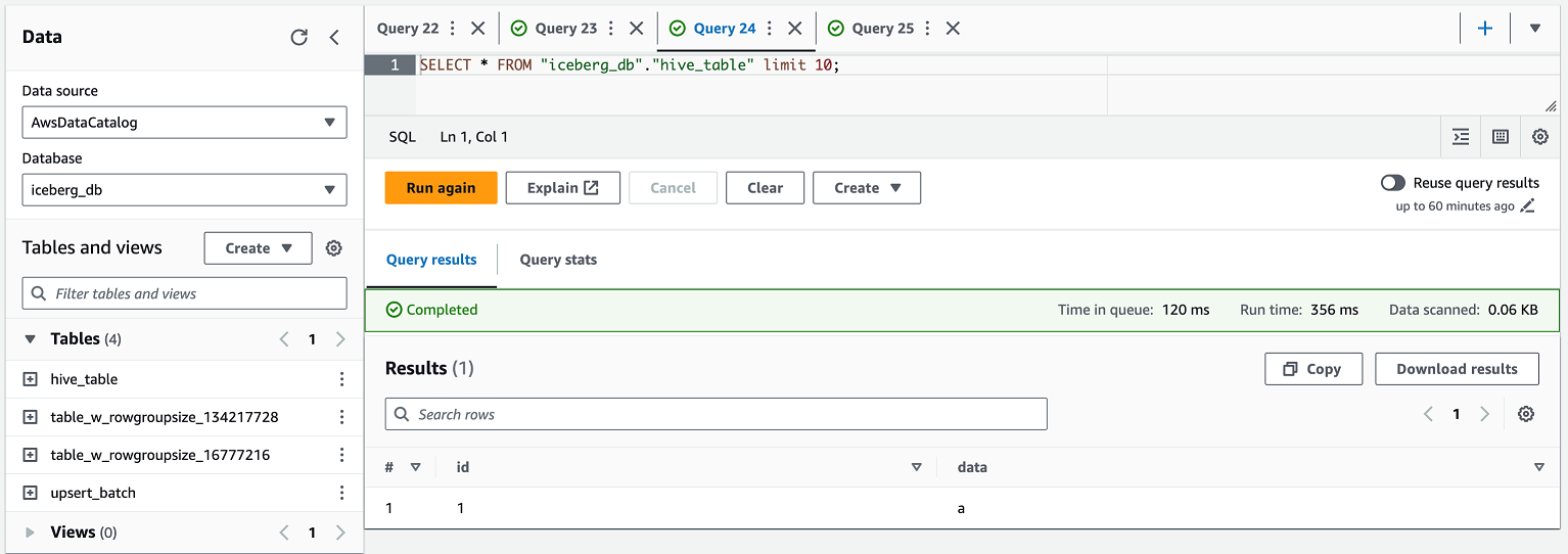 Migración de una tabla de Hive a Amazon Athena