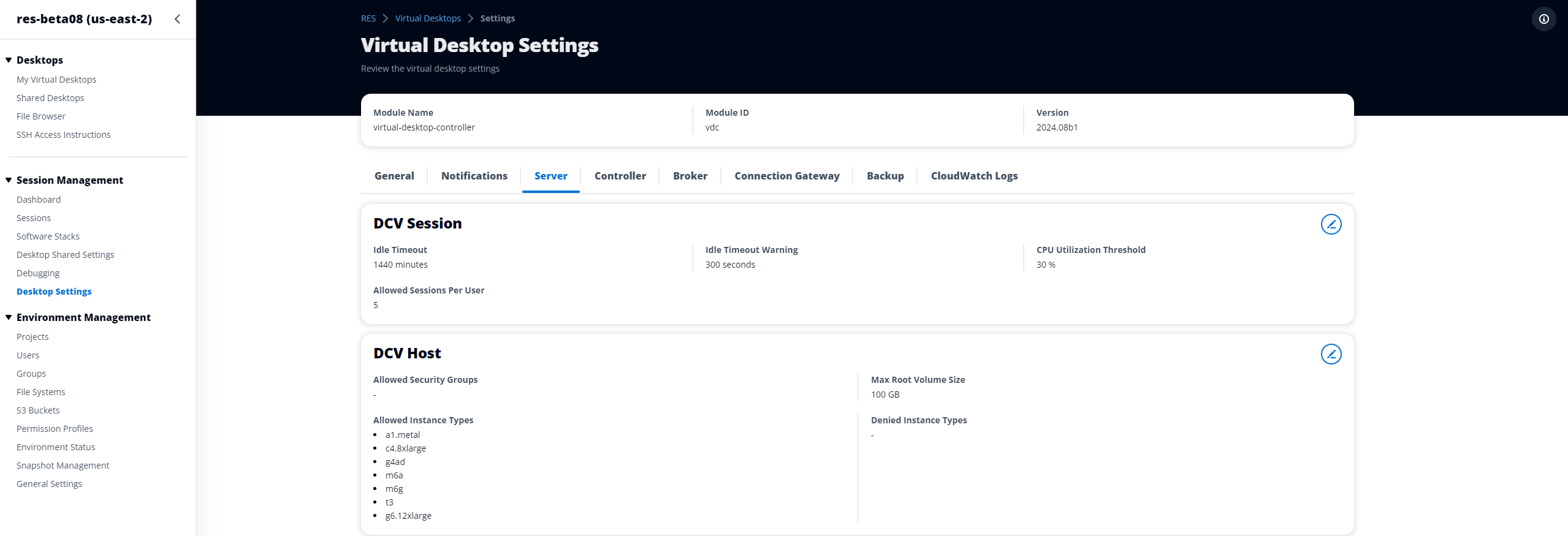 Configuración de escritorio