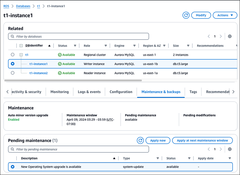 Mise à niveau de distribution du système d'exploitation de l'instance Writer