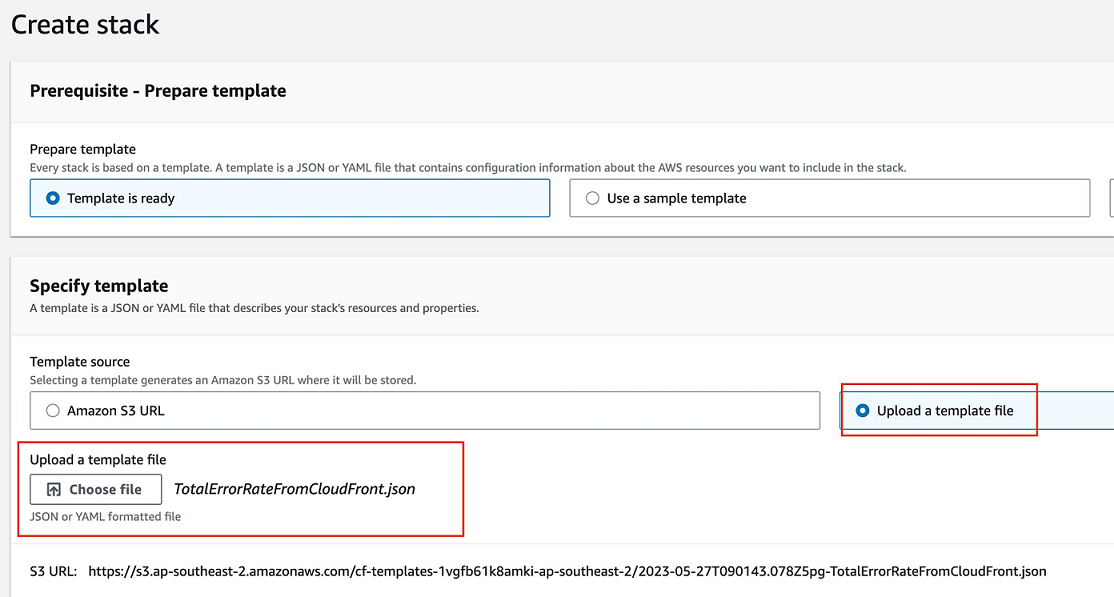 Exemple de fichier modèle de création de stack upload