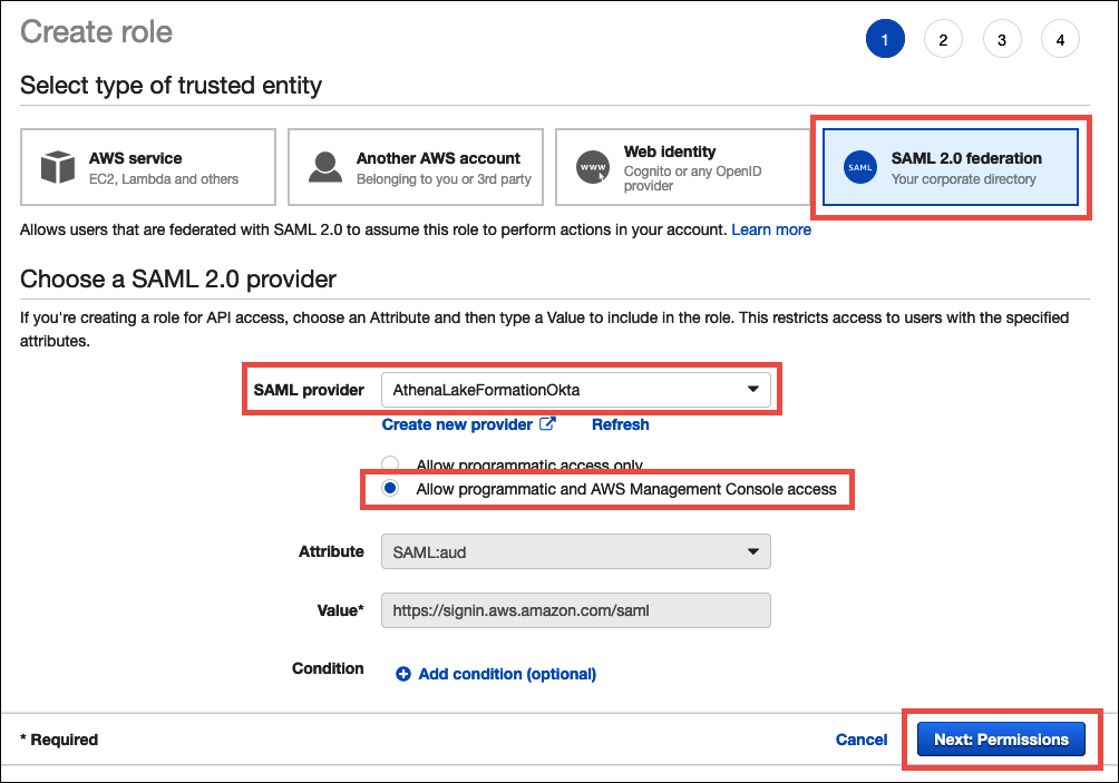Configuration d'un rôle IAM pour utiliser SAML 2.0.