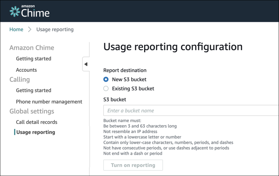 Configurer le compartiment Amazon S3 et activer les rapports d'utilisation hebdomadaires