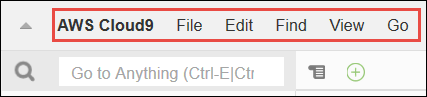 La barre de menu de l' AWS Cloud9 IDE