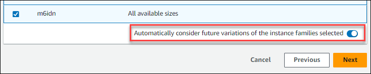 Tenez automatiquement compte des futures variations de la bascule des familles d'instances
