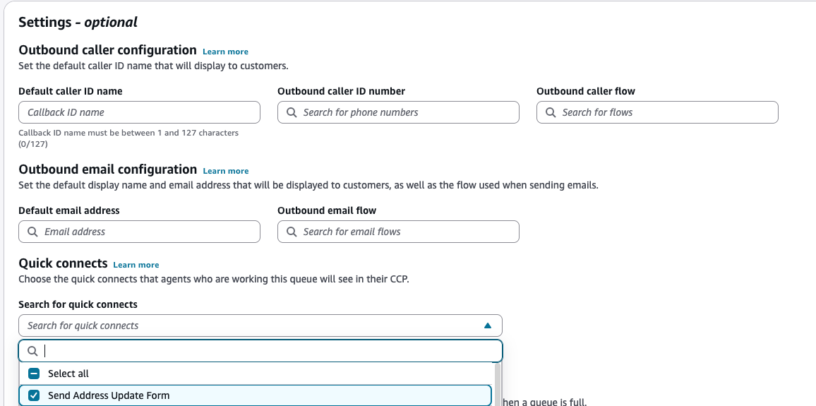 Créez Quick Connect pour un flux initié par un agent