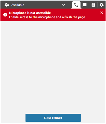 Le CCP, le message d'erreur « Le microphone n'est pas accessible ».