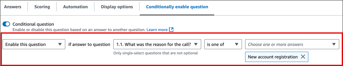 La question conditionnelle est une question « Autre ».
