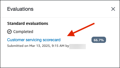 Le volet Évaluations, les évaluations terminées.